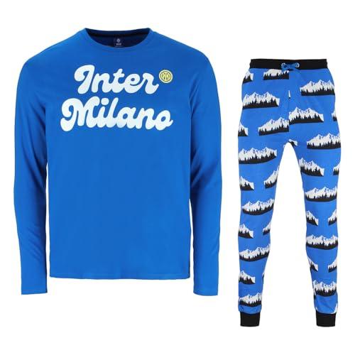 Inter Linea Xmas – Pigiama Vacanze Invernali 25/26 Uomo in 100% Cotone con Motivo Natalizio e Logo Ufficiale – Taglia M
