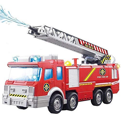 BAKAJI Camion dei Pompieri Giocattolo per Bambini a Batteria con Pompa Spruzza Acqua Braccio Allungabile e Girevole Sirena Luci Suoni e Movimento Mistero Bump e Go Dimensione: 24 x 6 x 9 cm