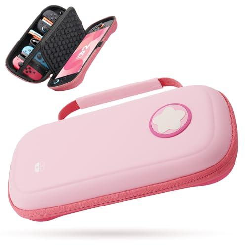 Custodia per Nintendo Switch 2 2025, Design Ammortizzante a Nido d'ape Migliorato, Borsa Rigida da Viaggio per Console Nintendo Switch 2 e Accessori, 10 Slot per Schede di Gioco (Rosa)