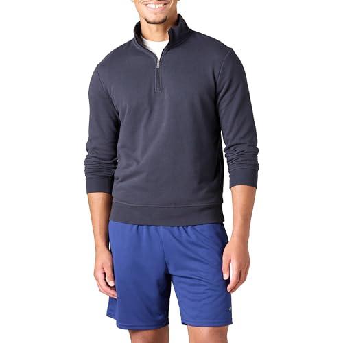 Amazon Essentials Felpa con Collo a Lupetto Leggera in Spugna Francese con Cerniera Sul Collo Uomo, Blu Marino Scuro, M