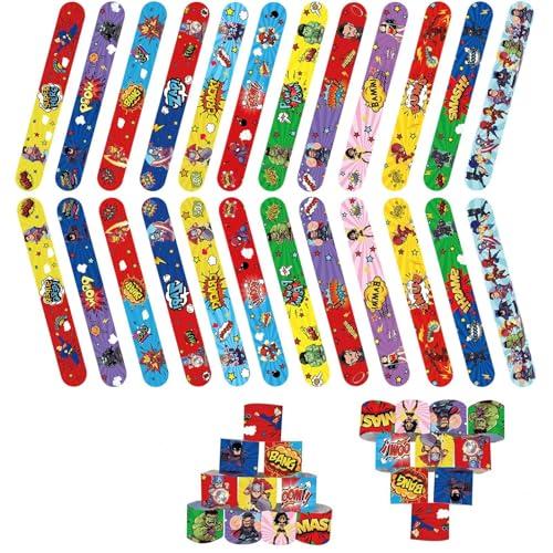 POPOYU 24 Pezzi Braccialetti e Schiaffo Supereroi per Bambini - Decorazioni