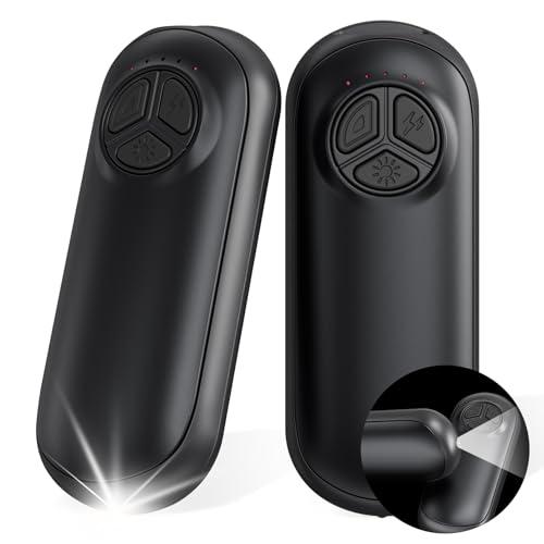 Miaton Scaldamani Ricaricabile con Torcia 2 Pack, Scalda Mani Portatile Elettrico, Scaldamani Usb Riutilizzabile, Durata, Regali di Natale per Campeggio All'aperto, Caccia