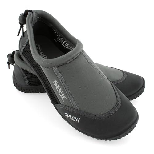 SEAC Splash, Scarpe da Scoglio per Adulti e Bambini, Asciugatura Rapida, Scarpe per Il Mare, la Spiaggia e la Piscina, Grigio/Nero, 42