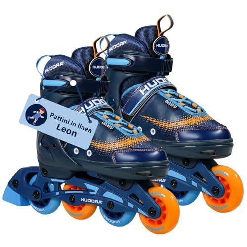 HUDORA Pattini in linea Mia/Leon - Pattini in linea per bambini/ragazzi e adulti in più misure e colori - Pattini a rotelle regolabili fino a 4 misure - Pattini a rotelle comodi e di stile