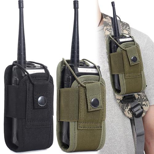 QSLKI 2 Pezzi Molle Porta Radio, Porta Radio da Cinturone Custodia, Molle porta radio Walkie Talkie Pouch Case, Per Cintura Di Servizio Radio Fondina Tattica Caccia Citofono Borsa Interfono