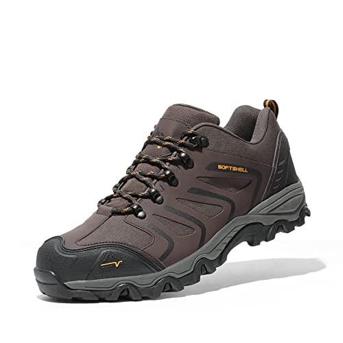 NORTIV 8 Scarpe da Escursionismo Uomo Trekking Arrampicata Sportive All'aperto Impermeabili Traspiranti Sneakers,Size 44,Marrone/Nero/Marrone Chiaro,160448_Low-E