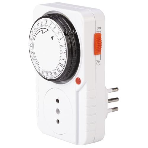 POLY POOL | PP1407AM Programmatore Giornaliero 250V Timer Programmabile per Spina Elettrica Temporizzata Timer Presa Elettrica a Ciclio Giornaliero di Colore Bianco