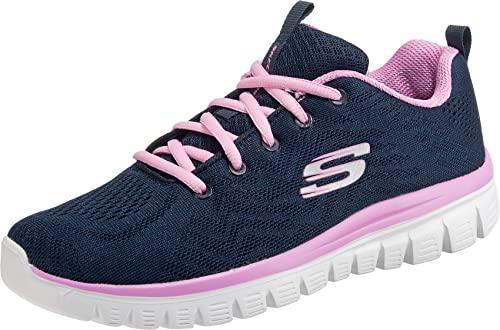 Skechers Graceful Get Connected, Sneaker Donna, Blu Navy Mesh Pink Trim, 41 EU