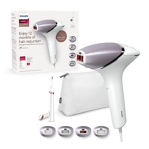 Philips Lumea 8000 Series, dispositivo di epilazione IPL, alternativa ai dispositivi di epilazione laser, con tecnologia SenseIQ, 4 accessori per corpo, rifinitore a penna Satin Compact, BRI949/00