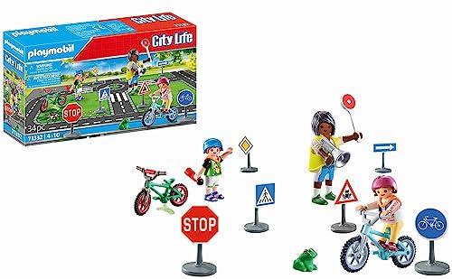 PLAYMOBIL City Life 71332 Educazione Stradale, Corso di Bicicletta, segnali stradali in Bicicletta e Altro, Giocattolo per Bambini dai 4 Anni in su