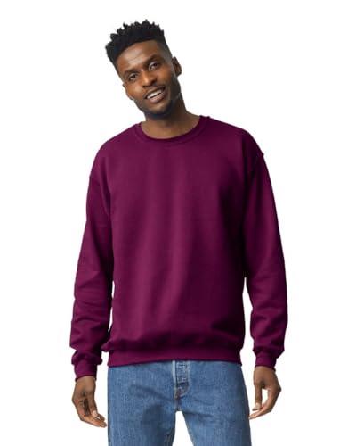 TICTEX Felpa Girocollo per Uomo in Cotone - Felpa Basic Senza Cappuccio per Uso Quotidiano e Abbigliamento da Lavoro - Maroon, L