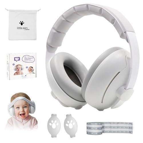 HyAdierTech 2 in 1 Cuffie Neonato Antirumore,Protettori Acustici per Neonati,Regolabili Cuffie Protezione Dormire Bambini,Archetto Regolabile,Ideale per il Sonno,Viaggi,Feste,Fino a 48 Mesi (grigio)
