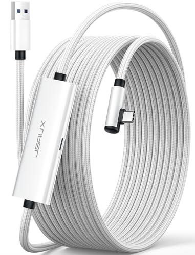 JSAUX Cavo Link 16ft con Ricarica 18W, Compatibile con Oculus Meta Quest 3S/3/2/Pro e Pico 4, Accessori PC VR e Steam VR, Cavo Dati 2-in-1 USB 3.0 ad Alta Velocità 5Gbps USB C per Visori VR