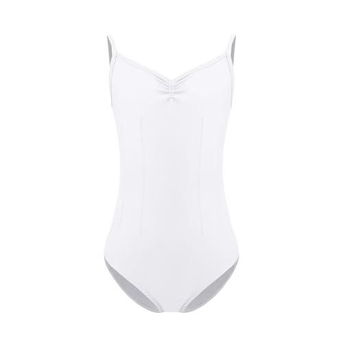ZYXWVU Body Danza Classica Bambina Body Ginnastica Leotards con Spalline Regolabili, 7006-bianco, 8-9 anni