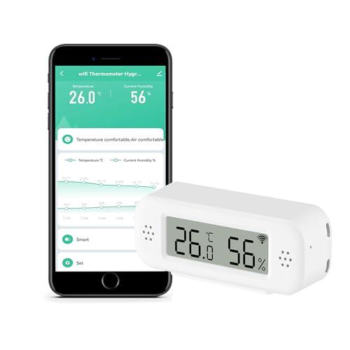 WiFi Thermometer Hygrometer Indoor: Smart Temperature Sensor, Digital Humidity Monitor with App and Data Logging, Compatible with Alexa, for Bedroom, Greenhouse, Cellar (1 pezzi)
