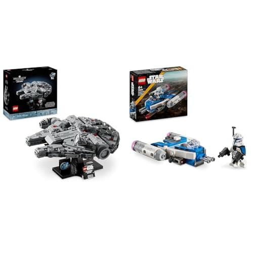 LEGO Star Wars Millenium Falcon 25° anniversario Set 75375 + Captain Rex Y-Wing Microfighter 75391, Regali per uomini, donne e fan, ragazzi e ragazze, Idea regalo fantasy per bambini
