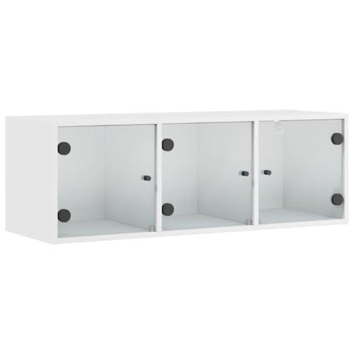 vidaXL Mobile a Muro con Ante in Vetro Bianco 102x37x35 cm