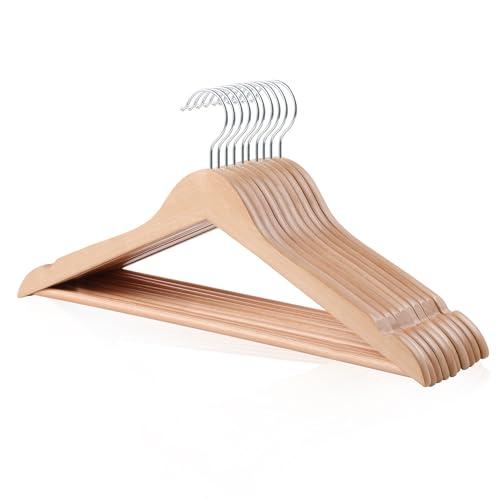 Amazon Basics Appendiabiti in legno per abiti, naturale, confezioni da 10