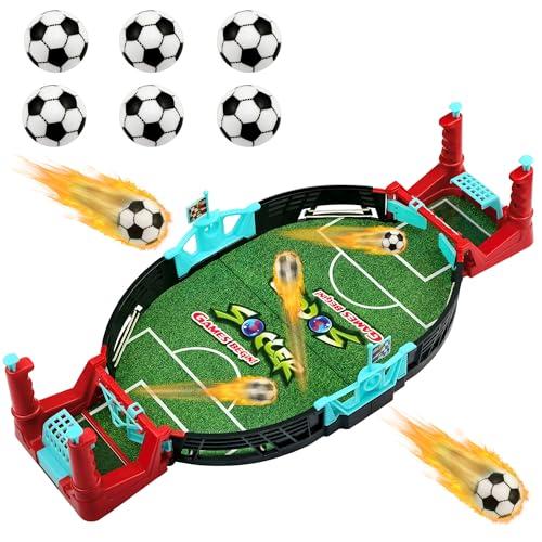 Calcio Balilla Bambini, Mini Giochi da Calcio Balilla, Gioco da Calcio Balilla Interattivo con 6 Palline, Tavoli da Calcio Balilla Portatili e Leggeri Feste Regali per Bambini di 4 Anni [Rossa-Blu]