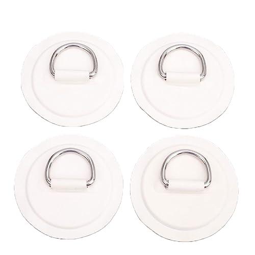 AAED 4 Pezzi D-Ring Pad Marine,Patch in Acciaio Inox con Anello A D per Canotto Kayak SUP, Anello A D Circolare in PVC, Accessorio per Canoa, per Fibbia Fissa Corda SUP Paddle