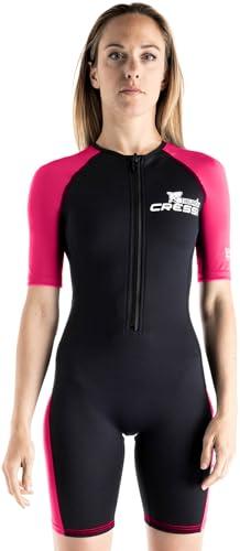 CRESSI Tiburon Lady Shorty Wetsuit 2mm - Muta Shorty Donna realizzata in Neoprene Ultra Stretch 1.5/2mm e Elastane, Nero/Rosa, S/2
