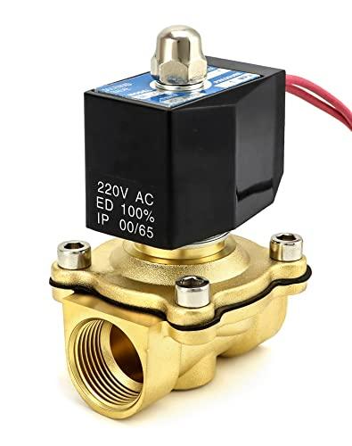 QWORK® Elettrovalvola 220V, 3/4''G, ottone, per acqua aria gasolio, DN20