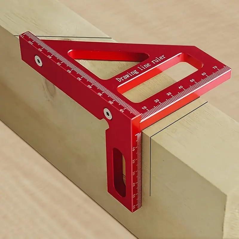 1 righello triangolare in lega di alluminio 45°/90°, goniometro quadrato per la lavorazione del legno con strumenti di misurazione 3D multi-angolo