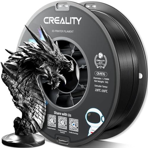 Creality Filamento PETG 1.75mm, Alta Resistenza, Inodore, Miglior Flusso, Filamento Stampante 3D, Alta Precisione 1.75mm +/- 0.03mm, 1KG PETG Nero