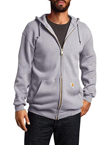 Carhartt Felpa Vestibilità Ampia, Media Pesantezza, Zip A Tutta Lunghezza, Uomo, Grigio (Heather), XS