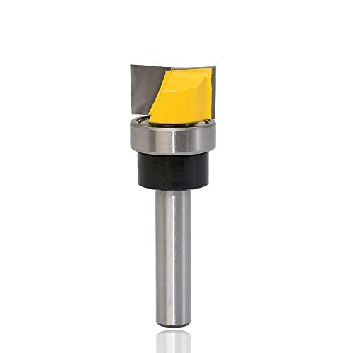 Mesee 8mm Gambo Fresa per Legno Fresatura, Punte per Router Modello Fresa a Taglienti Diritti per Rifilare con Cuscinetto in Carburo a Doppia Scanalatura per Lavorazione del Legno