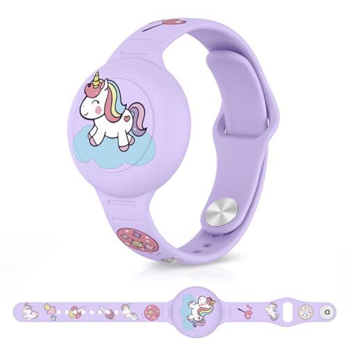 Meliya Bracciale in Morbido Silicone per Bambini per Apple Airtag, Protettiva GPS Anti-Perso, Localizzatore di Monitoraggio Impermeabile, Cinturino per Adolescenti Anziani Bambi (Viola)