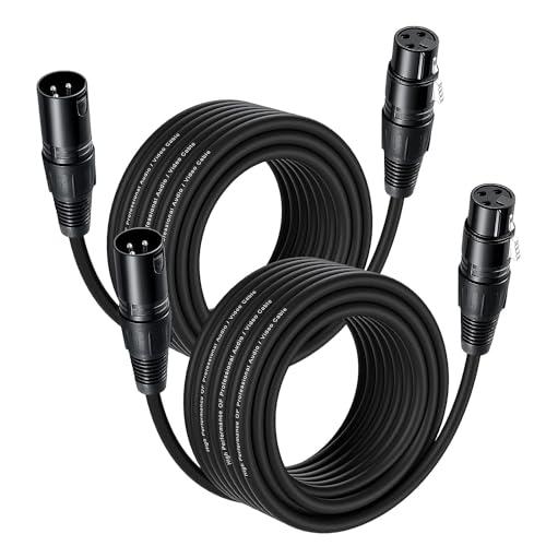 NUOSIYA Cavo XLR Bilanciato, 2 Pacchi per Microfono, da XLR 3 Pin Maschio a Femmina, per Registratore da Studio, Mixer, Sistema di Altoparlanti, Alimentazione Phantom (10m)