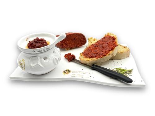 Scalda Nduja in Terracotta De Luca + Nduja Di Spilinga Riserva Premium Di Suino Budello da 400 g + Candela 100% italiana Made In Calabria