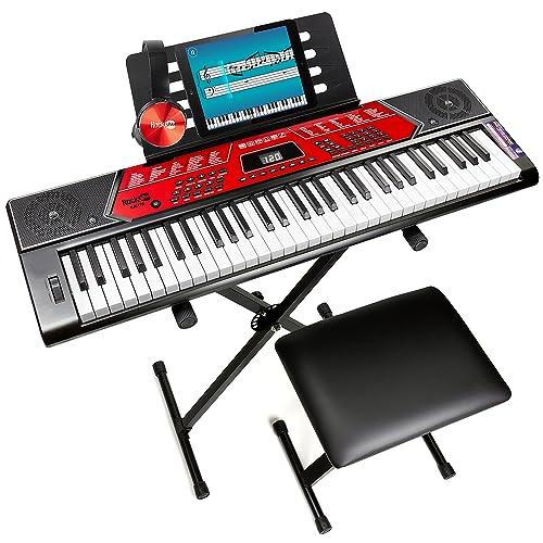 Kit tastiera pianoforte RockJam a 61 tasti con pitch bend, supporto, panca, cuffie e lezioni