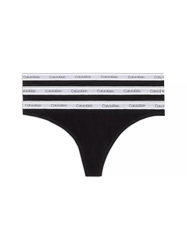Calvin Klein Perizomi Donna Confezione da 3 Modern Logo Tanga, Nero (Black/Black/Black), S