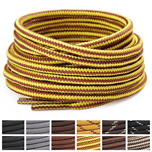 Stepace Lacci per Scarpe Rotondi [2 Paia] Stringhe Scarpe Robuste e Resistenti per Scarpe da Trekking e Scarpe da Scarponi Montagna Golden Brown-110(Stripe)