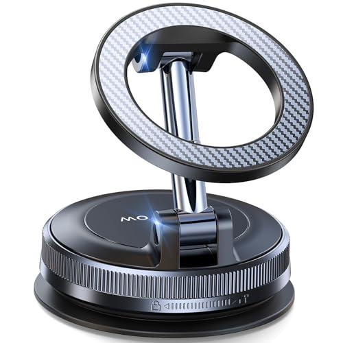 Coolpow Porta Cellulare Auto Magnetico, Supporto Telefono Auto per Magsafe [Ventosa Sottovuoto & Magneti Potenti] 360°Rotazione Porta Telefono Accessori Auto per iPhone 17 16 15/Parabrezza e Cruscotto