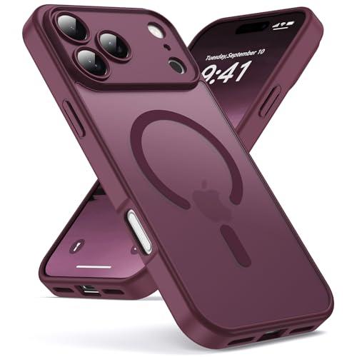Oududianzi-Cover per iPhone 17 Pro Max Compatibile con MagSafe, Custodia Traslucida Posteriore PC Silicone TPU Bumper, Protezione Della Fotocamera, Cover Militare Antiurto Anti-Impronte-Bordeaux