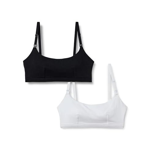 Amazon Essentials Reggiseno da Allattamento Comodo in Jersey di Cotone Donna, Pacco da 2, Bianco/Nero, XL
