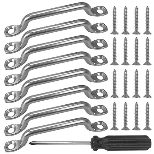 TAGOQUEN 8 Pezzi Cinghie a Occhiello in Acciaio Inox Occhiello da Soffitto Kayak Deck Loops Occhiello Ancoraggio Piastra con Vite per Appendere Forniture Fissare Ganci Fibbia della Barca