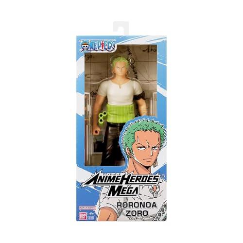 BANDAI - Anime Heroes - One Piece - Action figure Anime Heroes Mega 30 cm Zoro - Grande action figure snodata - Figura manga Zoro - Licenza ufficiale - Giocattolo per bambini dai 4 anni in su - 38332