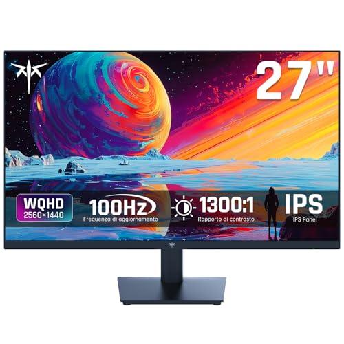 KTC Monitor 27 Pollici, QHD 100Hz (120Hz OC) Schermo PC - IPS Panel, Schermo anti luce blu, 96% DCI-P3, 126% sRGB, Supporto Adaptive Sync, Monitor per il tempo libero e il lavoro (VESA 75 * 75)