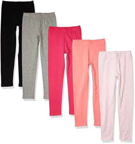 Amazon Essentials Leggings Bambine e Ragazze, Pacco da 5, Grigio Puntinato/Nero/Pesca/Rosa Chiaro/Rosso, 4 Anni