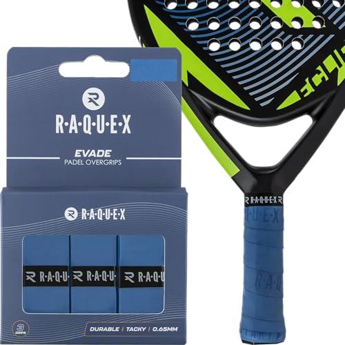 Raquex Nastro overgrip per Racchette da Padel Evade, Blu, Confezione da 3 Nastri overgrip, Spessore 0,65 mm, Assorbente, Leggermente appiccicoso e Antiscivolo per Racchette da Padel o Pickleball