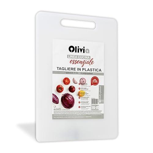 IPEA Tagliere in Plastica Rettangolare per Verdure, Frutta, Alimenti - 35 x 25 cm - Tagliere da Cucina Multiuso per Tagliare e Servire Antipasti, Pane, Formaggi - Vassoio Lavabile - Bianco