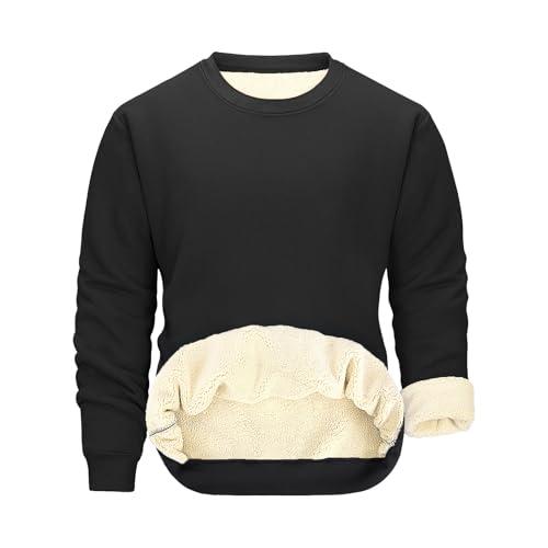 Svanco Felpa in Pile Invernale Uomo Felpa Termica Senza Cappuccio Maglia Collo Rotondo Pesante Pullover Caldo da Lavoro Casual