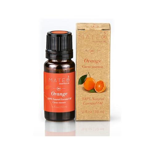 MateoEssentialOils – Olio Essenziale Arancio Dolce 100% Puro e Naturale – Rivitalizzante & Fresco – Estratto da vere arance – Ideale per Aromaterapia, Massaggi & Cosmetici Naturali – 10 ml.