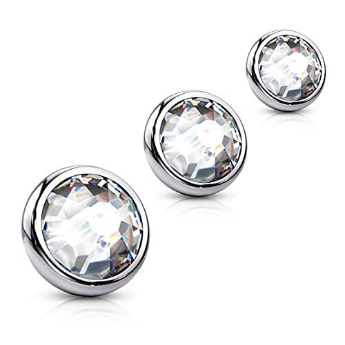 NewkeepsR 3 Pezzi-Acciaio Chirurgico Microdermal Decoltè Piercing Brillantino Piatto Dermal Anchor Tops Ø3mm/Ø4mm/Ø5mm, Ricambio Microdermal Superficiale Gioiello per Uomo e Donna