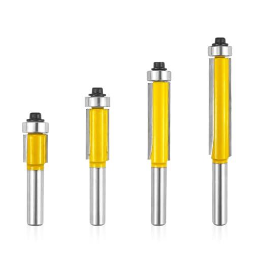 Ortviai 4 pezzi fresa taglierina 8 mm, gambo a filo, fresa da copiare con cuscinetti, scanalatura e taglio del legno