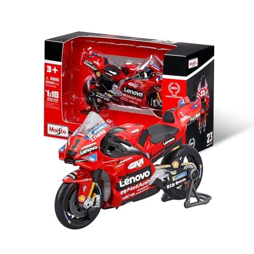 Maisto - Ducati Lenovo Team 2024 Bagnaia #1, Scala 1:18, Moto Diecast da Collezione con Dettagli Realistici, Licenza Ufficiale Ducati, Replica MotoGP Francesco Bagnaia, Età Consigliata 3+ Anni